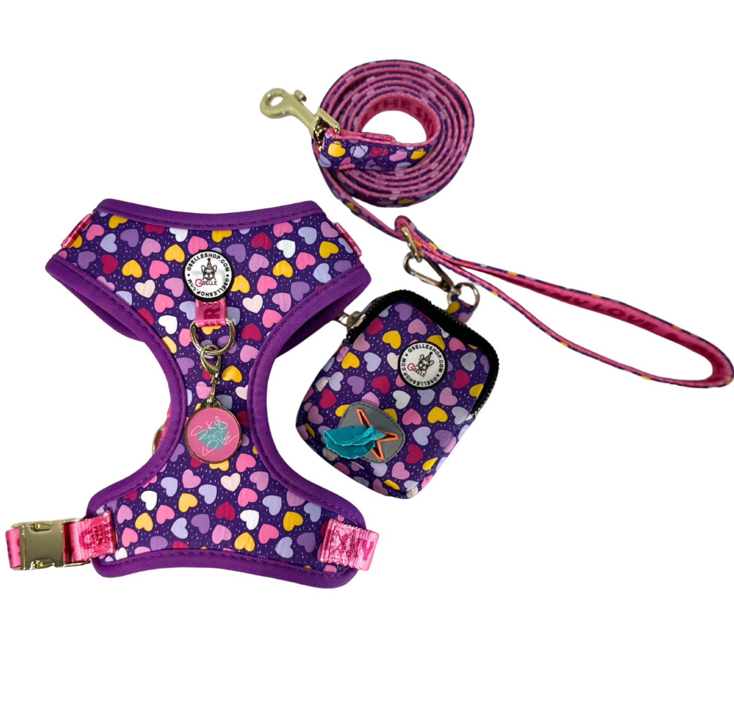 Dog Bundle four piece set, designed especially for pet moms who want it all safety, style, and practicality. This bundle includes everything your pup needs for everyday adventures.
Feature: No Pull, No Choke Harness, Protects your dog’s neck, muscles, and bones with a pressure-distributing design.
⭐️ Ultra-lightweight material for comfy all-day wear.
⭐️ Quick-release buckle + adjustable straps easy to put on and take off.