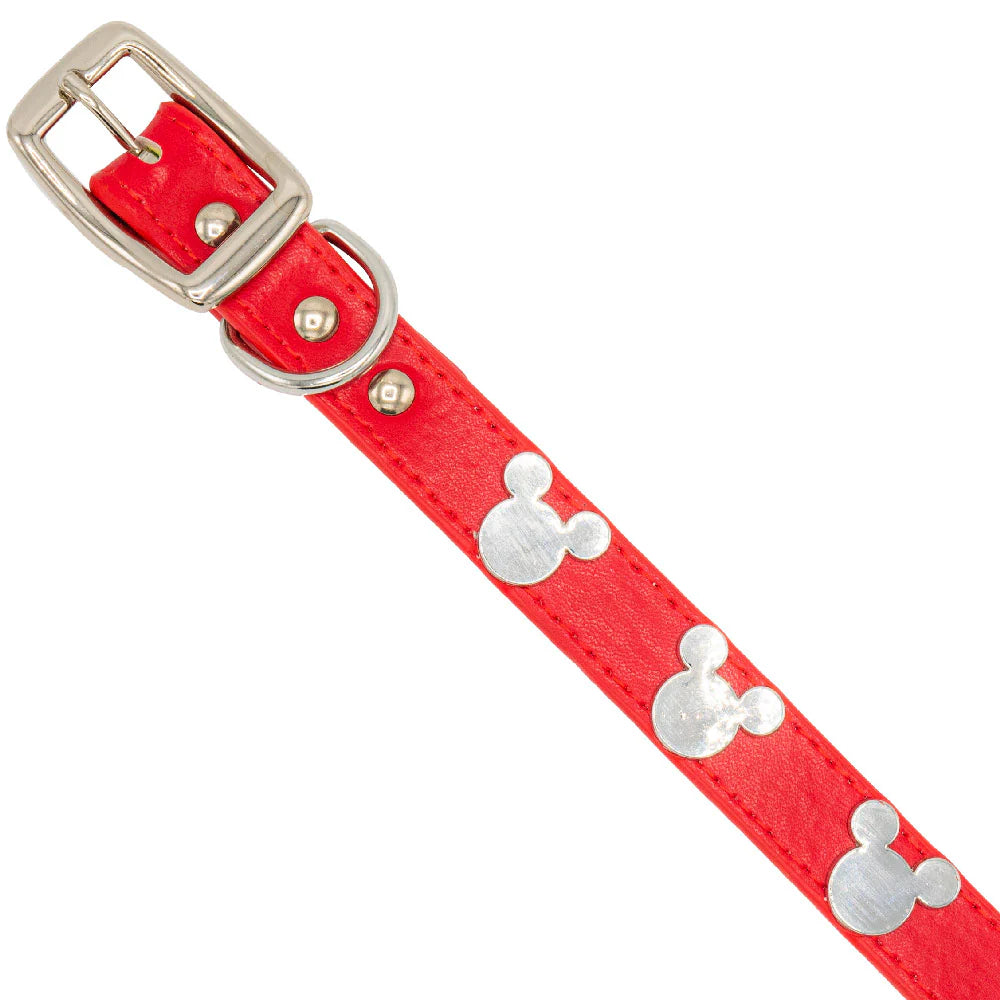 Vegan Leather Dog Collar - Mickey Mouse Head Icon Embellishments and Charm