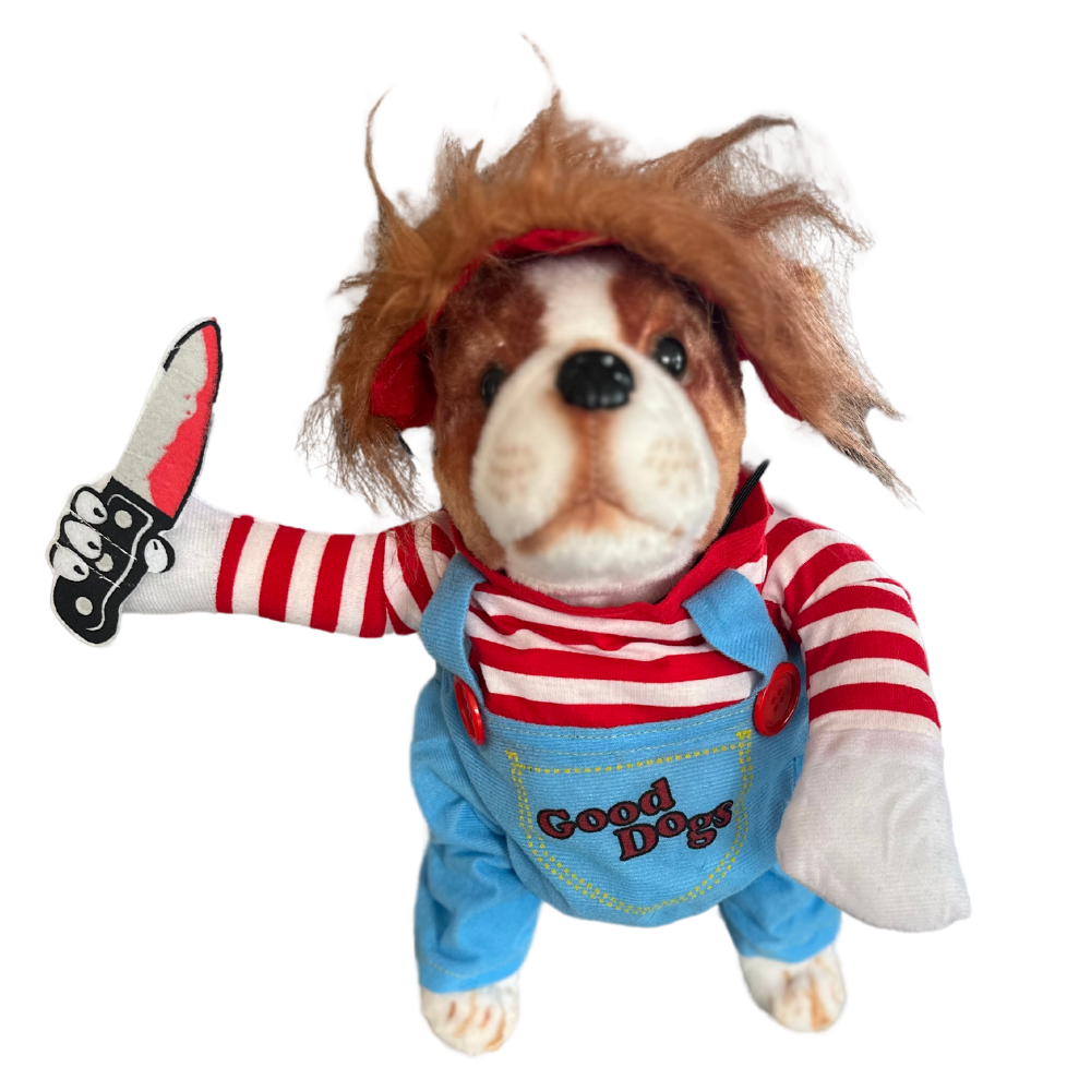 Turn Your Pet into the Ultimate Halloween Scene-Stealer! 🔪🐾
Make your furry friend stand out this spooky season with our Chucky Pet Costume! Equal parts quirky and creepy-cute, this outfit is perfect for Halloween parties, trick-or-treating, or viral-worthy photos. Get ready for laughs, gasps, and a whole lot of tail-wagging fun as your pet becomes the life (and maybe a little fright) of the party.
Limited stock — grab yours before it disappears into the night! 🌙✨
