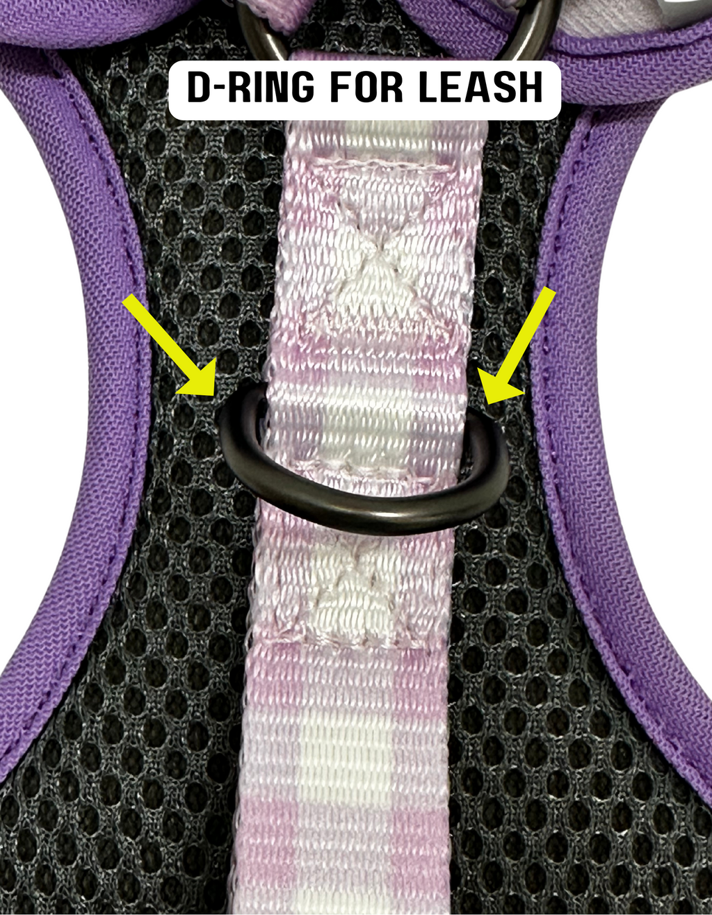 Pink Little Hearts Dog Harness, Plastic Buckle
