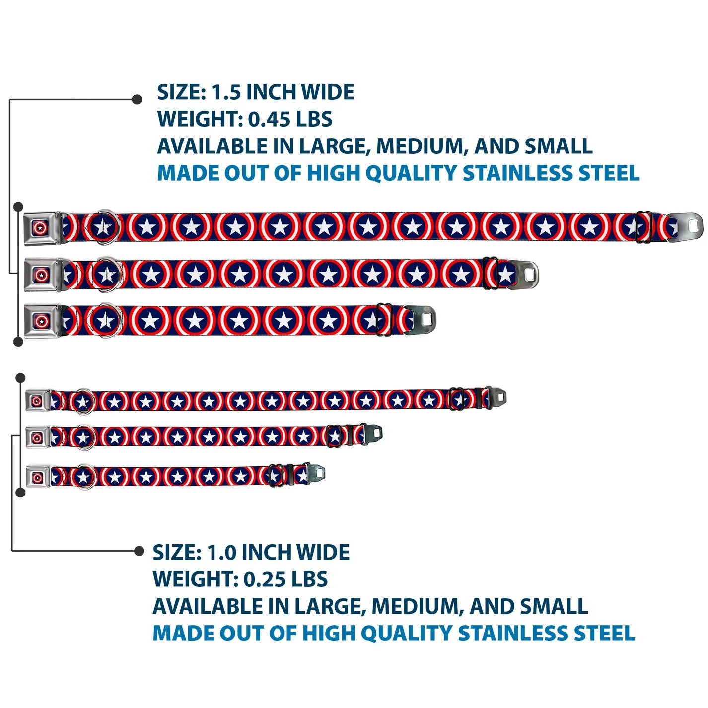 Captain America Shield, Seatbelt Buckle Collar