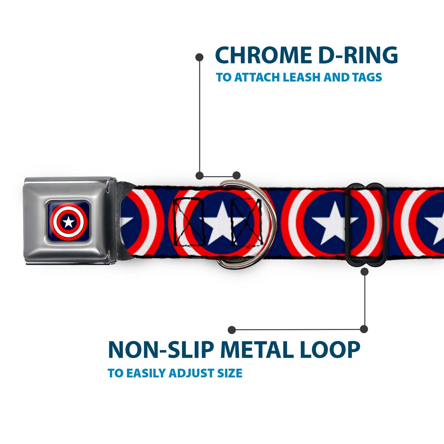 Captain America Shield, Seatbelt Buckle Collar