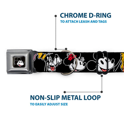 Disney The Sensational Six Smiling Faces -Seatbelt Buckle Collar black