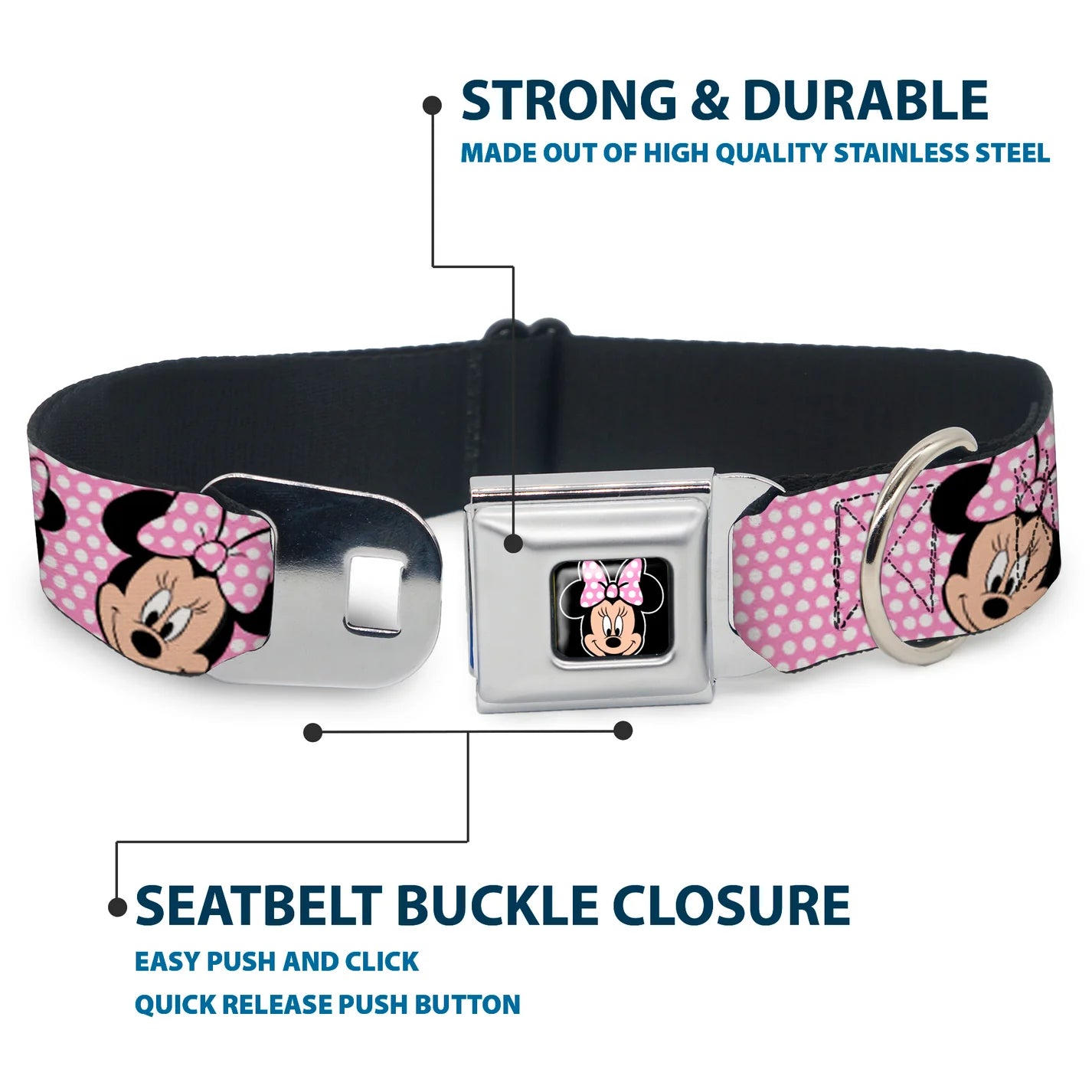Minnie Mouse Expressions Polka Dot - Seatbelt Buckle Collar