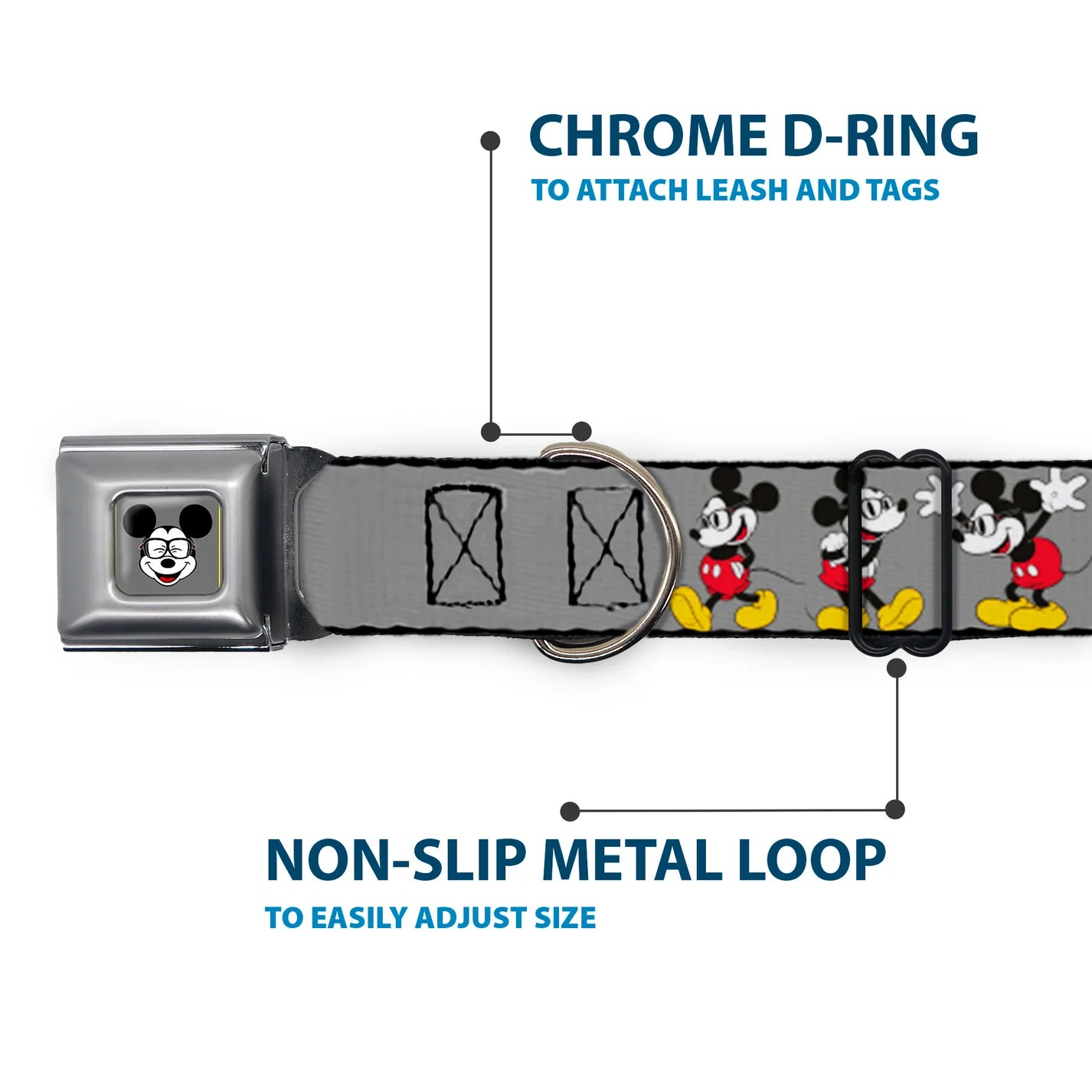 Mickey Mouse Glasses Seatbelt Buckle Collar