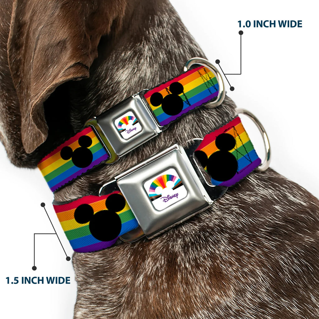 Disney Mickey Mouse Ears Icon Rainbow Pride Flag, Seatbelt Buckle Collar
