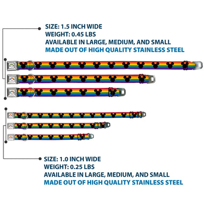 Mickey Mouse Ears Icon Rainbow Pride Flag -Seatbelt Buckle Collar