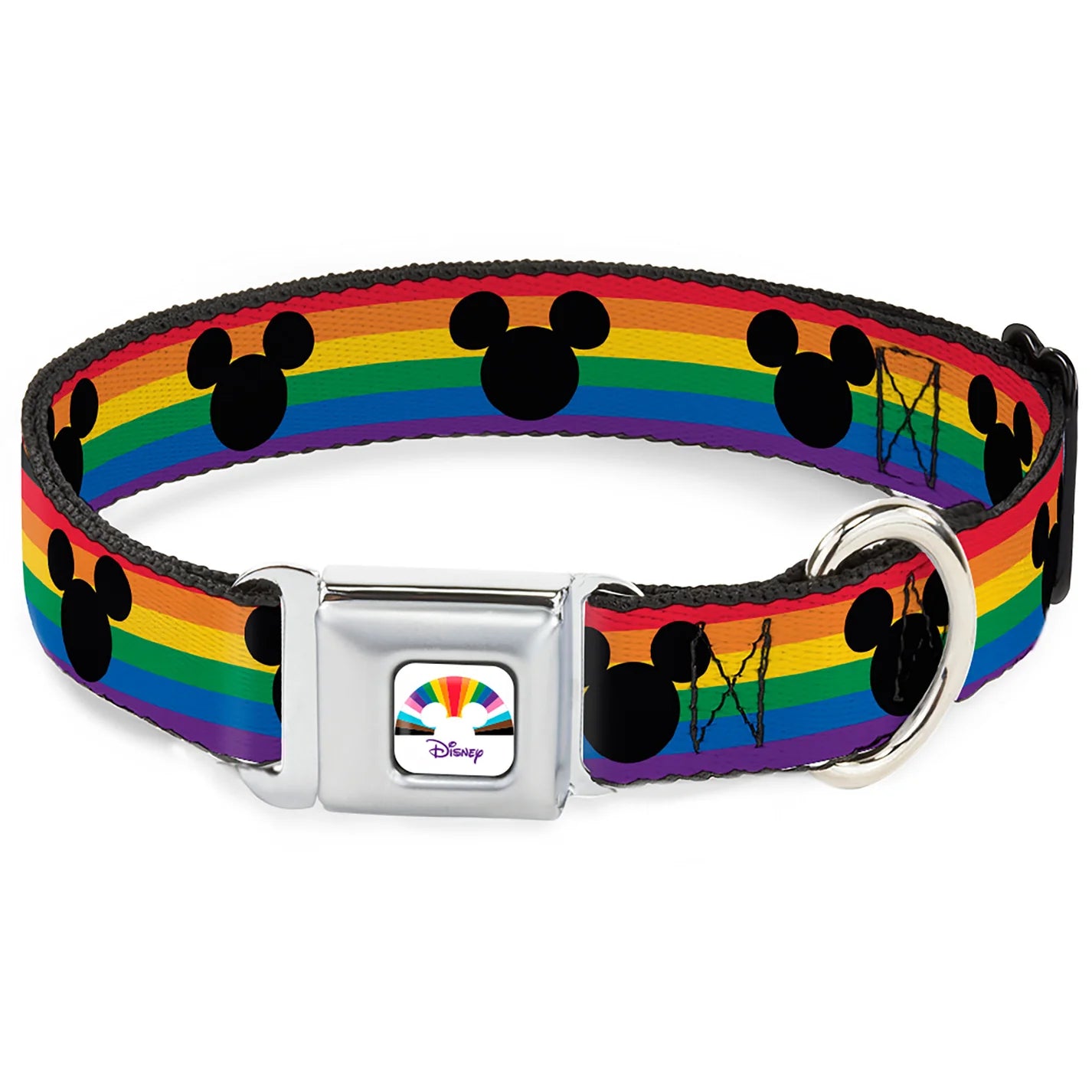 Mickey Mouse Ears Icon Rainbow Pride Flag -Seatbelt Buckle Collar