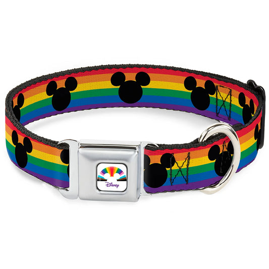 Mickey Mouse Ears Icon Rainbow Pride Flag -Seatbelt Buckle Collar