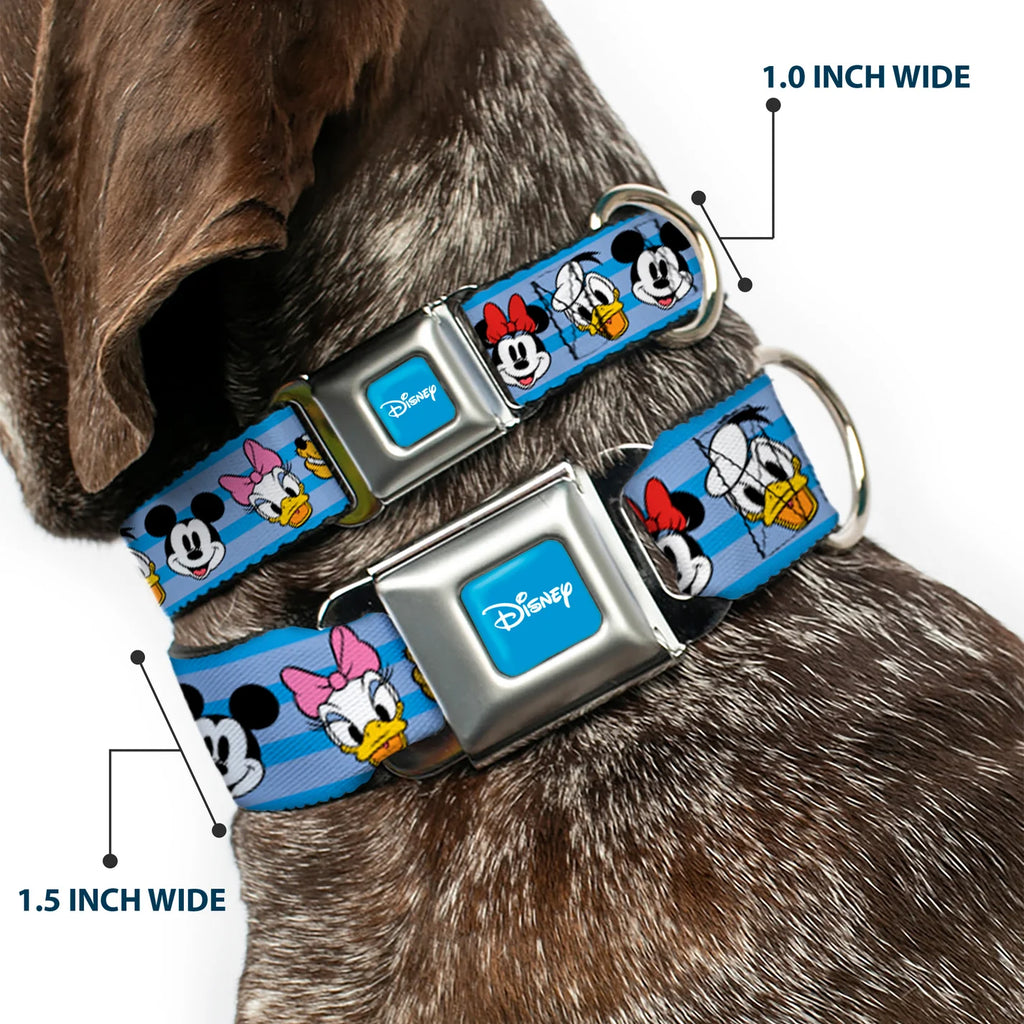 Disney Characters Smiling Faces, Seatbelt Buckle Collar Blue
