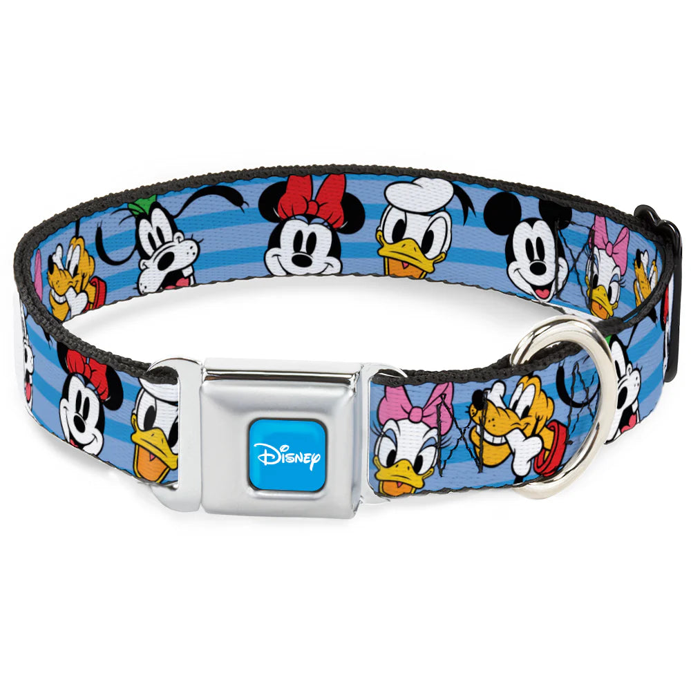 Disney Characters Smiling Faces, Seatbelt Buckle Collar Blue