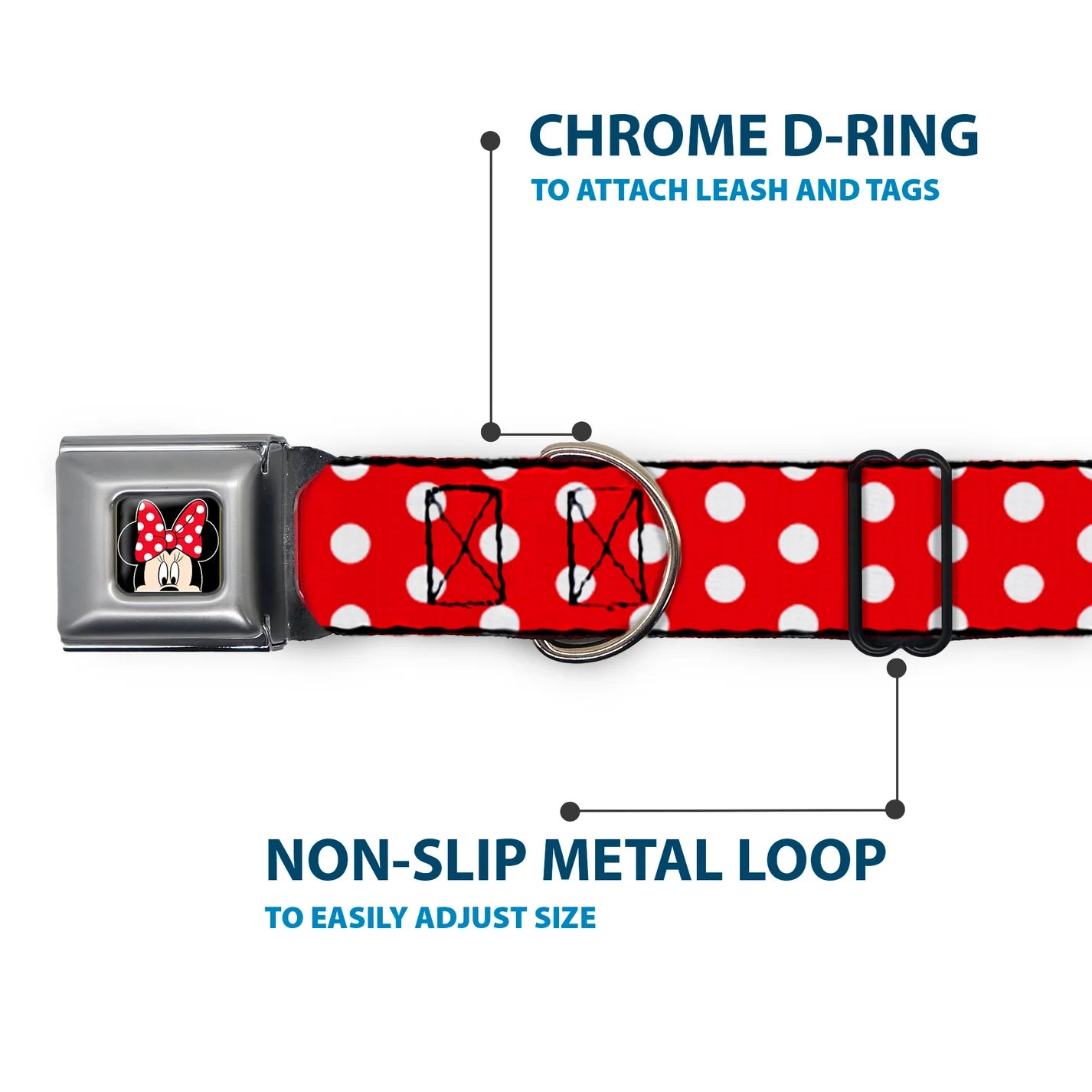 Minnie Mouse Polka Dots Seatbelt Buckle Collar