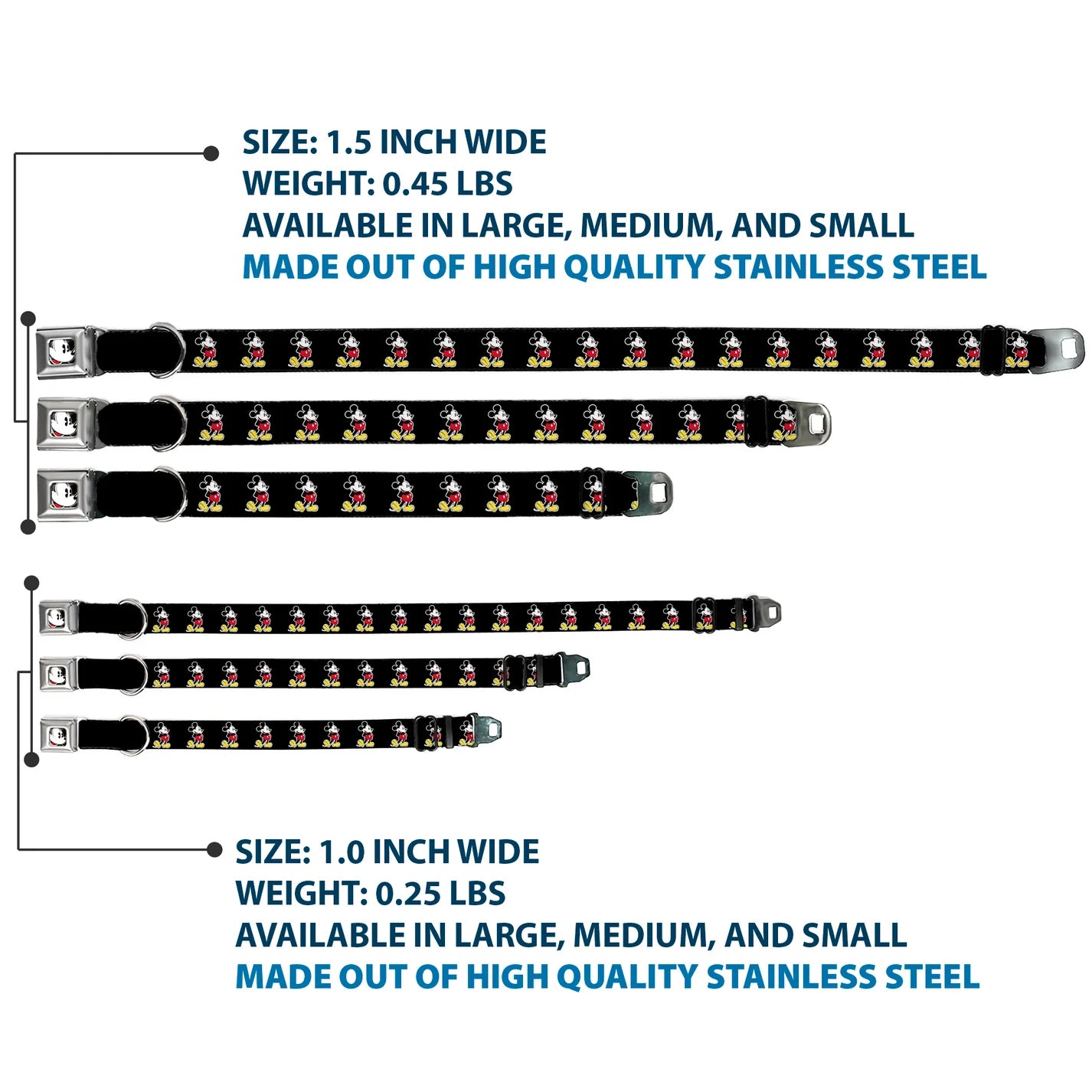 Disney Classic Mickey Mouse Face, Seatbelt Buckle Collar