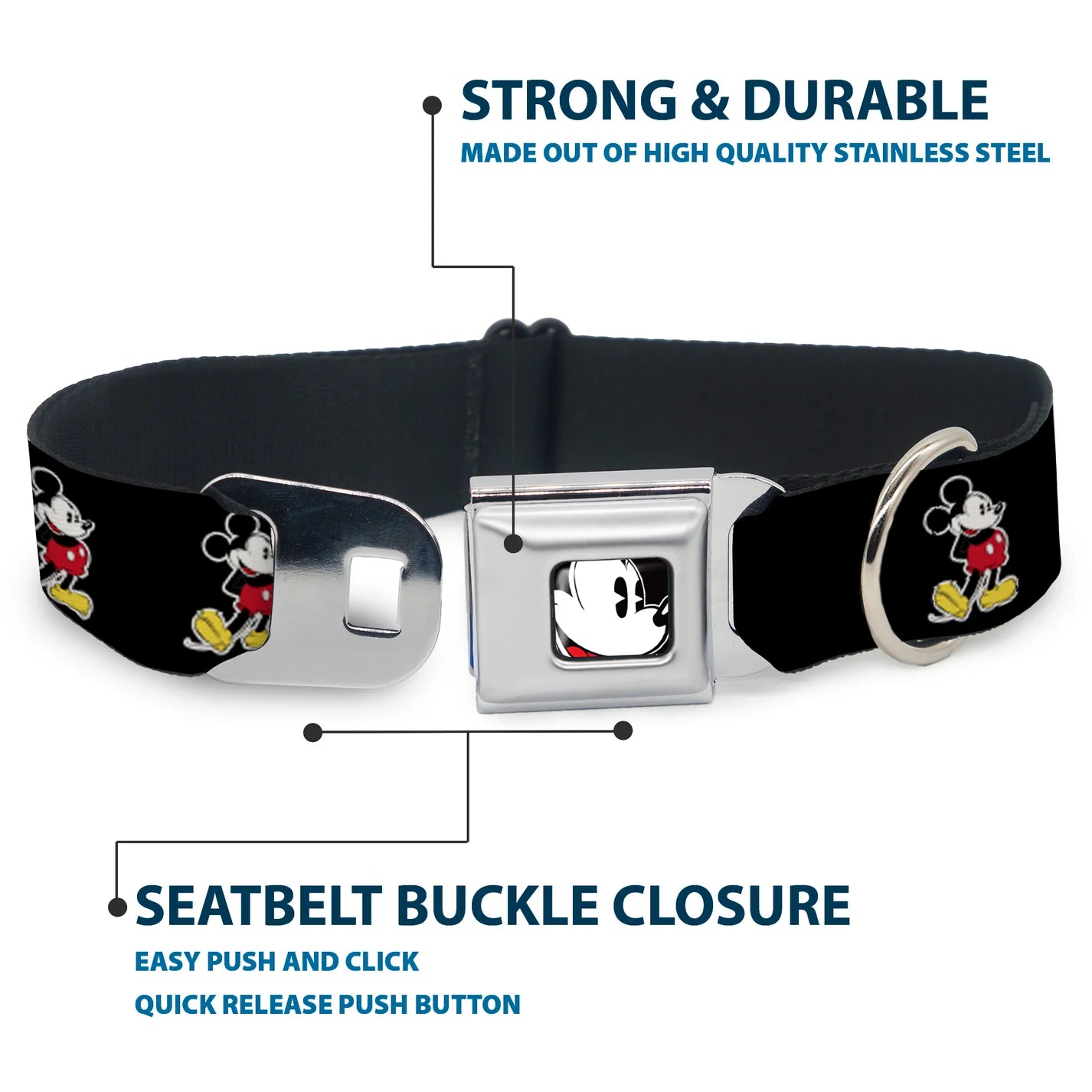 Classic Mickey Mouse Face - Seatbelt Buckle Collar