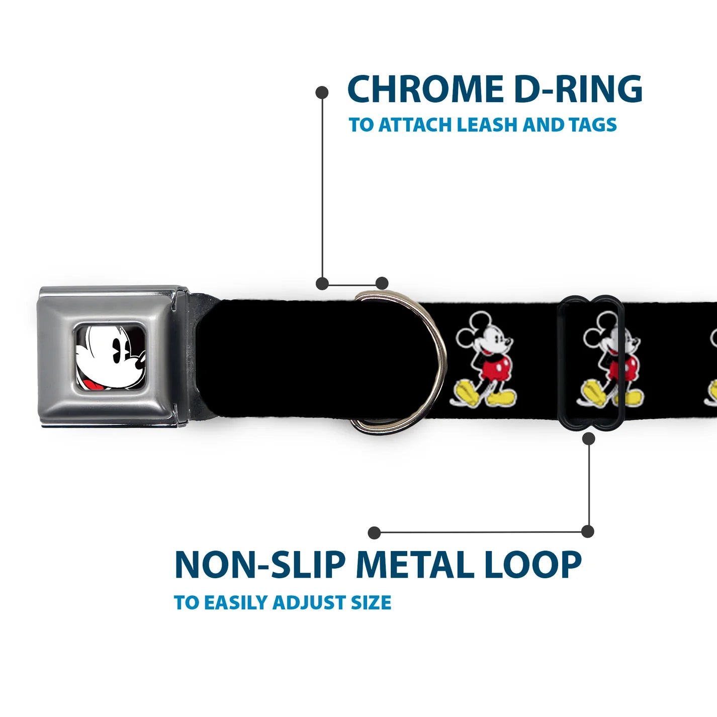Classic Mickey Mouse Face - Seatbelt Buckle Collar