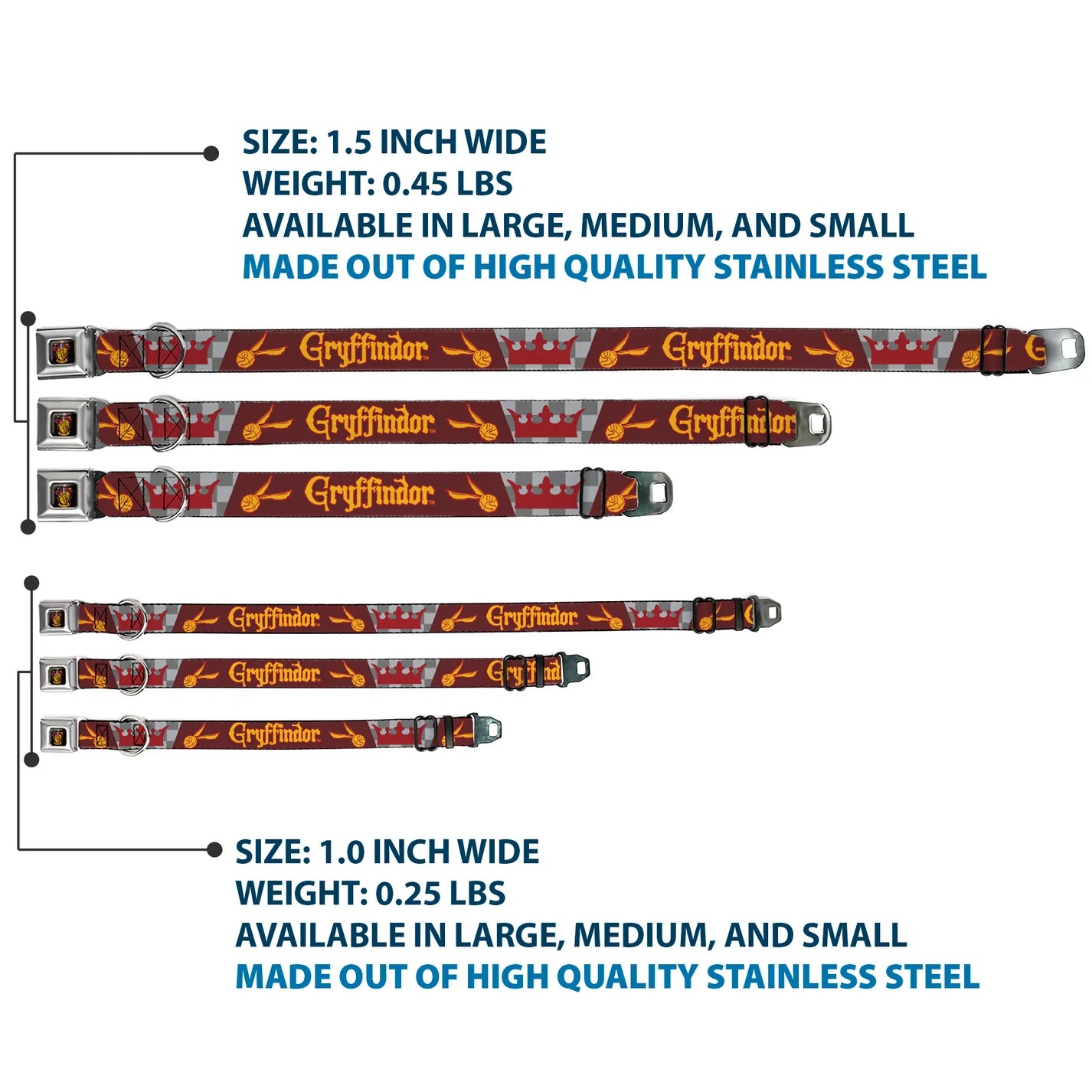 Harry Potter GRYFFINDOR - SeatBelt Collar Burgundy
