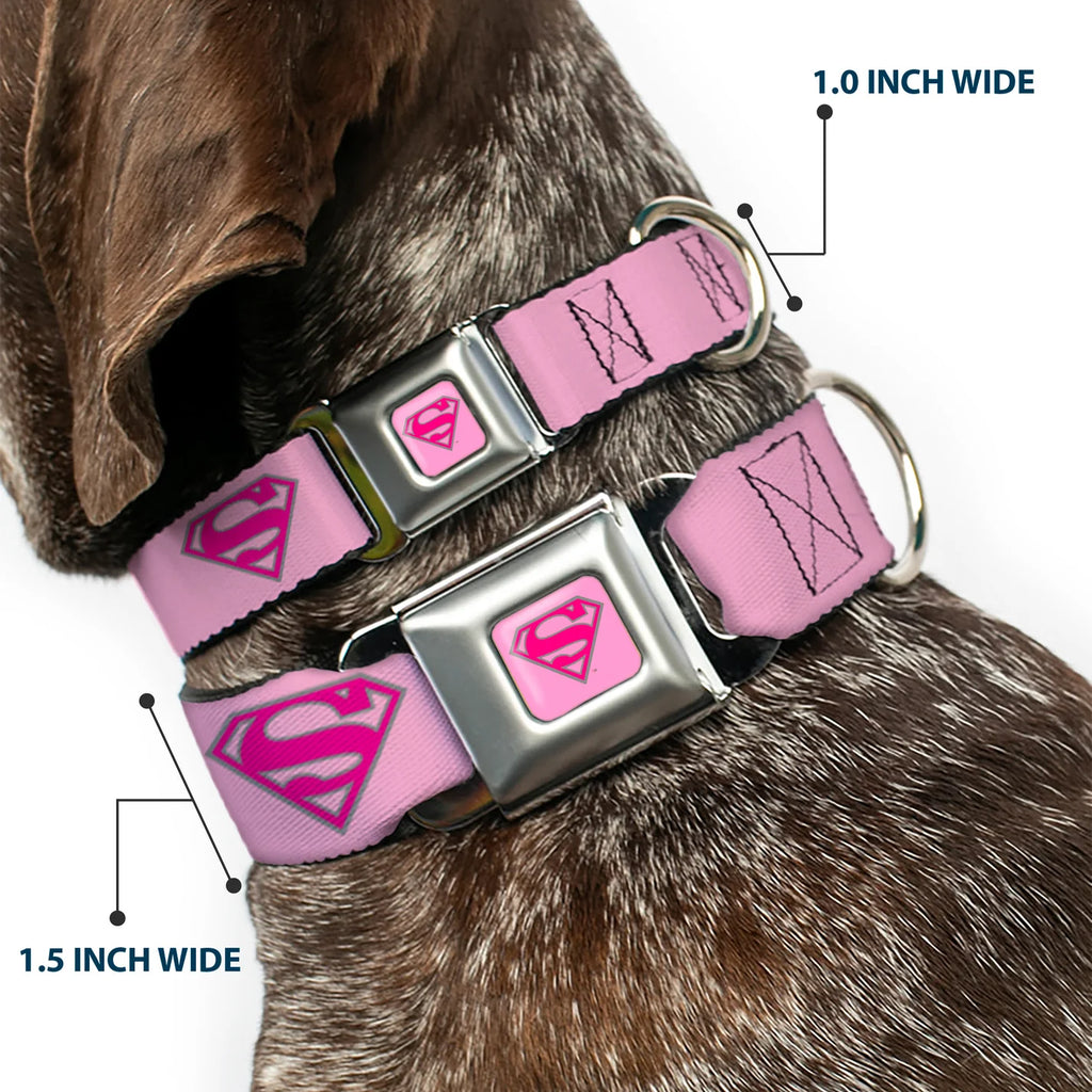 Superman Shield Pink, Seatbelt Buckle Collar