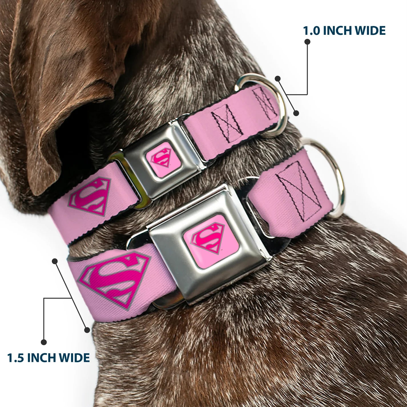 Superman Shield Pink - Seatbelt Buckle Collar