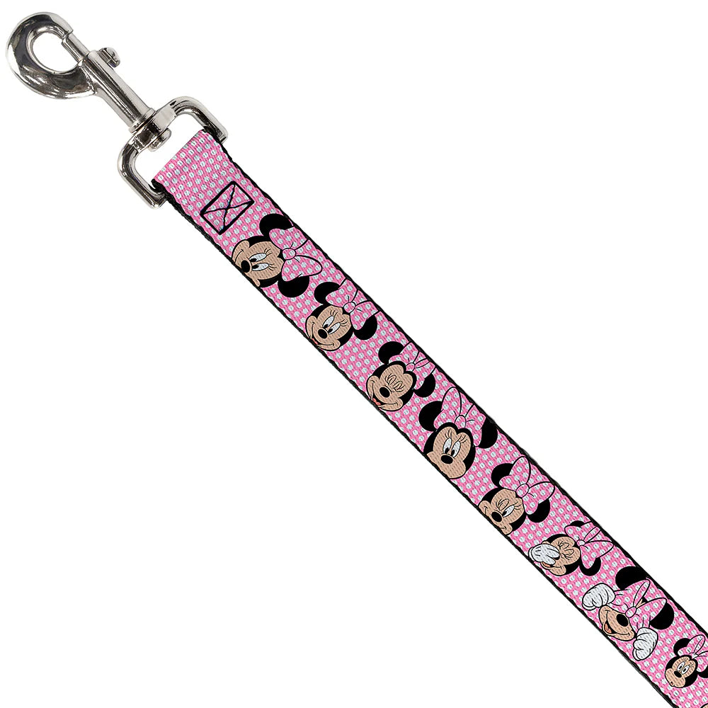 Disney Minnie Mouse Face Polka Dot Dog Leash, Pink