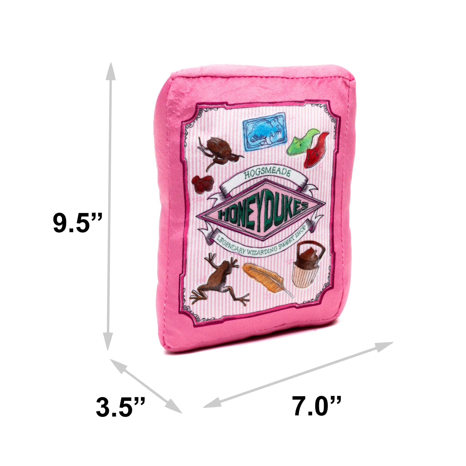 Harry Potter Honeydukes Sweet Shop Candy Box Replica&nbsp;Toy is the ultimate playtime favorite for your pup!🐶

Made from durable, high-quality canvas with a&nbsp;non-abrasive surface that’s gentle on your dog’s teeth.

Each toy is filled with soft poly-fill and includes a fun squeaker to keep your furry friend entertained for hours.