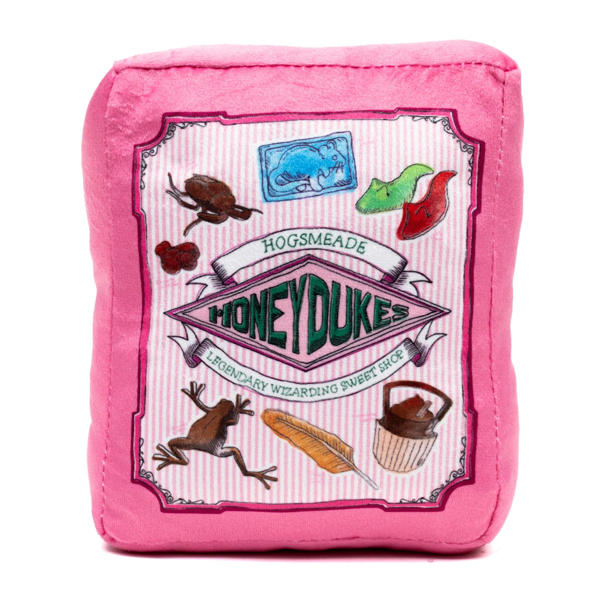 Harry Potter Honeydukes Sweet Shop Candy Box Replica&nbsp;Toy is the ultimate playtime favorite for your pup!🐶

Made from durable, high-quality canvas with a&nbsp;non-abrasive surface that’s gentle on your dog’s teeth.

Each toy is filled with soft poly-fill and includes a fun squeaker to keep your furry friend entertained for hours.