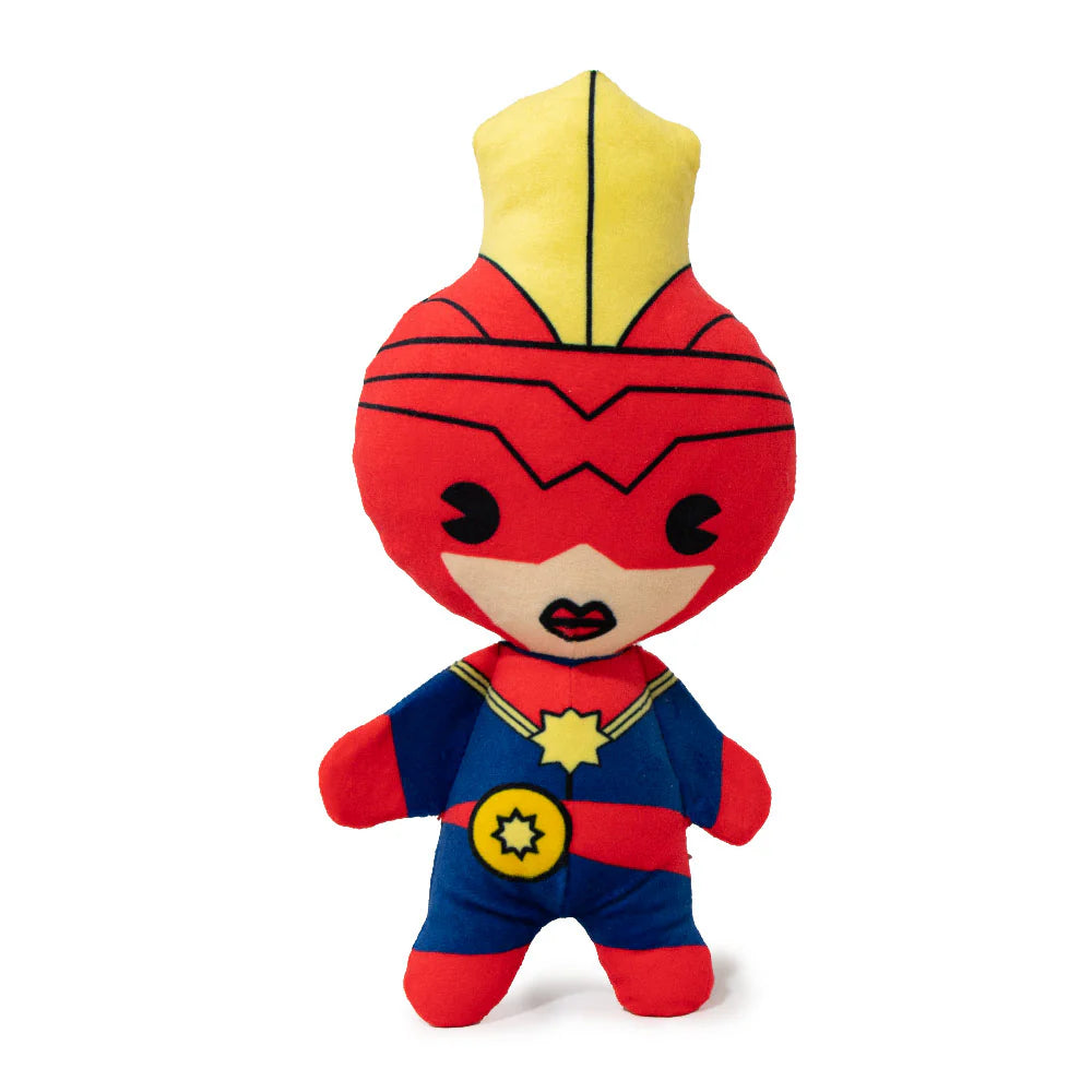 Officially Licensed Buckle-Down Squeaky Plush Toy — durable, high-quality canvas toy with a non-abrasive surface that’s gentle on your dog’s teeth. Features fun Marvel characters and a squeaker for endless playtime!