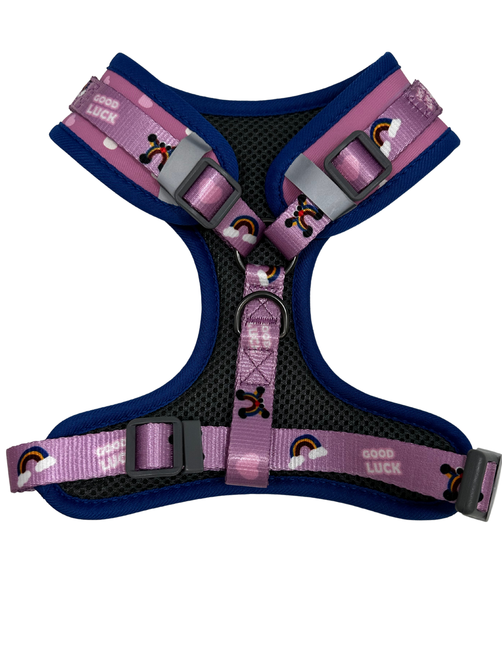Pink Little Hearts Dog Harness, Plastic Buckle
