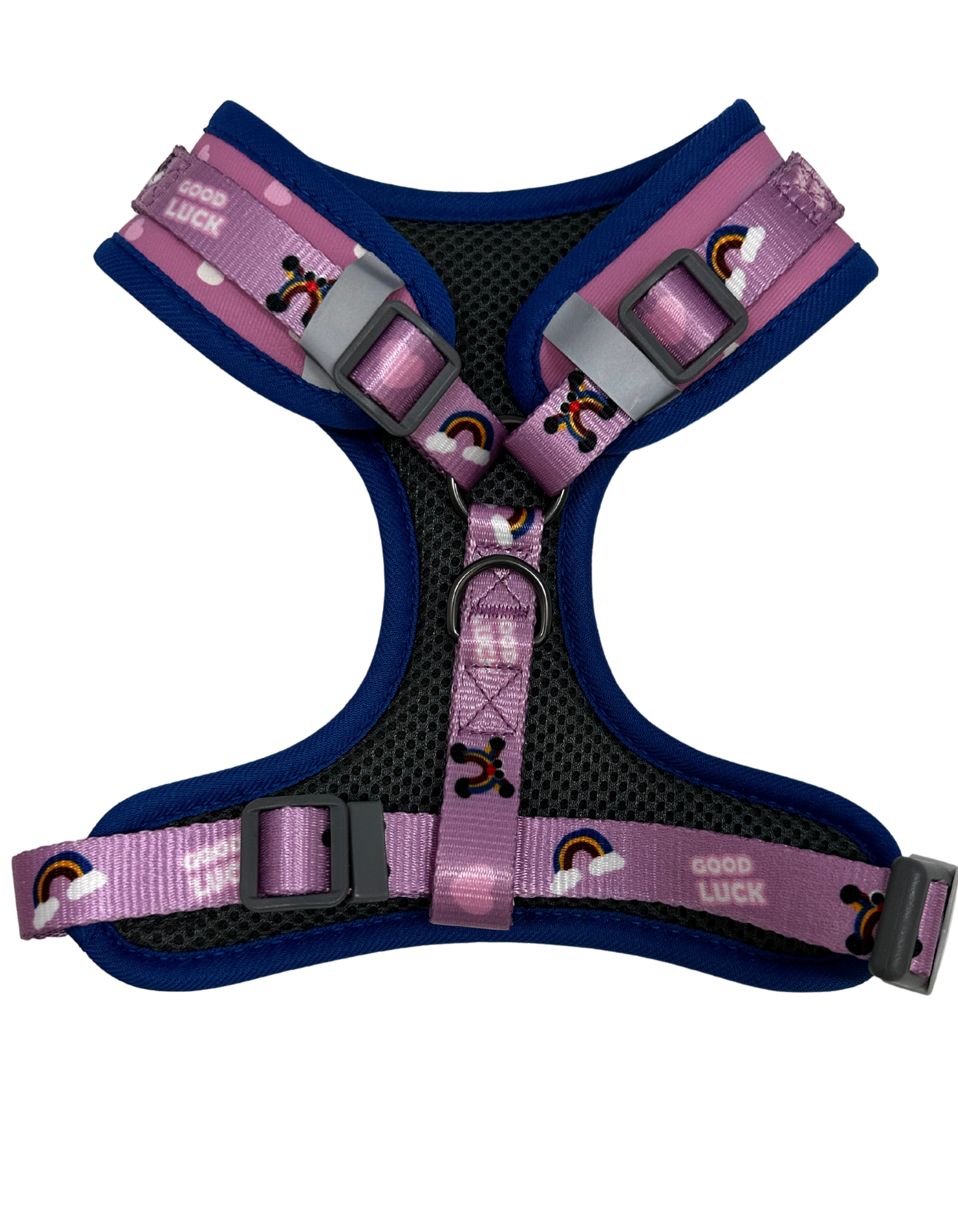 Pink Little Hearts Dog Harness, Plastic Buckle