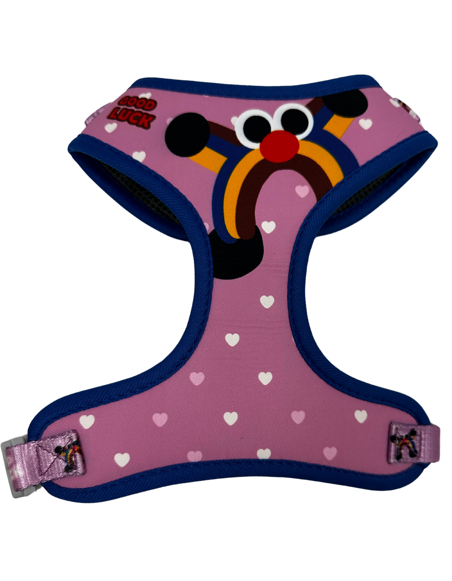 Pink Little Hearts Dog Harness, Plastic Buckle