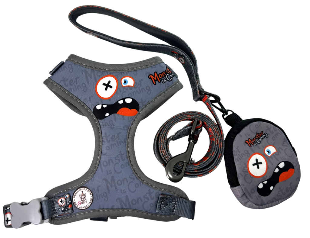 Say bye-bye! to boring walks and hello to playful adventures with the FurFurry Collection!

Harness bundle 3 piece - Made with high-density polyester, durable and ready for everyday use.

Breathable mesh lining keeps your pup cool and comfy all day. No Pull / No Choke technology protects muscles and bones.

Quick-release buckle + adjustable straps for easy on/off. 