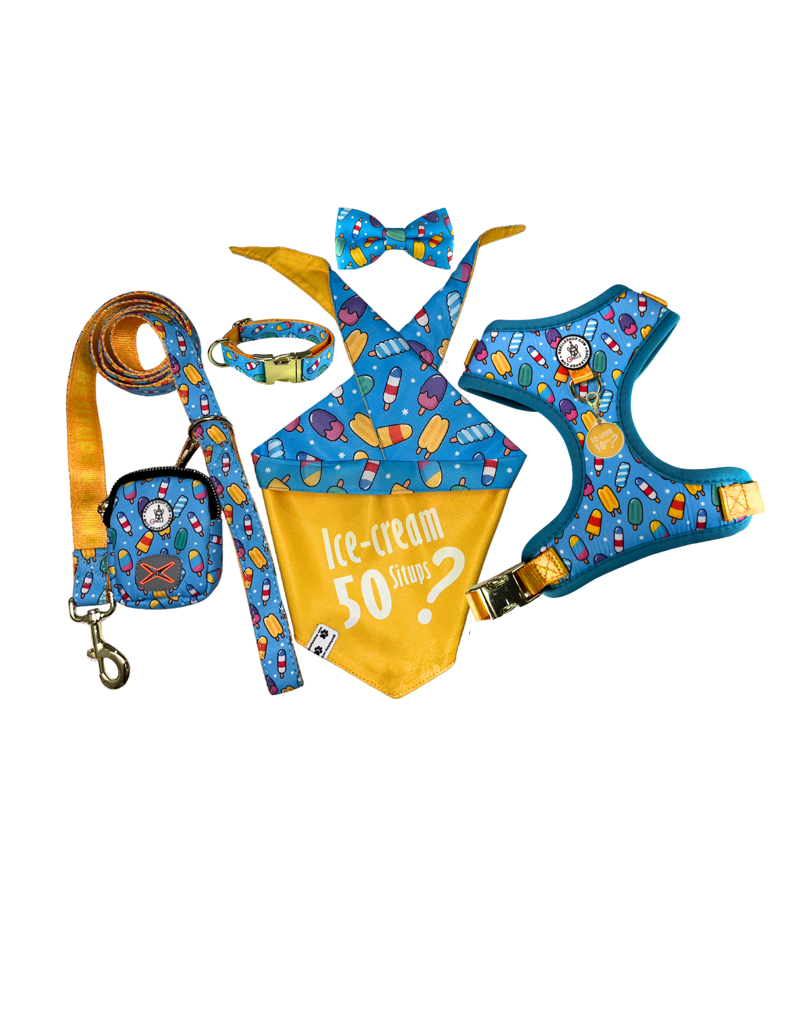 GiGi’s Collection Fashion seven piece Bundle: a complete set with harness, collar, leash, bow, bandana, tag, and poop bag holder. Designed for pet moms who love comfort, style, and versatility. Lightweight, adjustable, easy to clean, and made with No Pull/No Choke technology to keep your fur baby safe. One bundle, endless looks filled with love! 💖