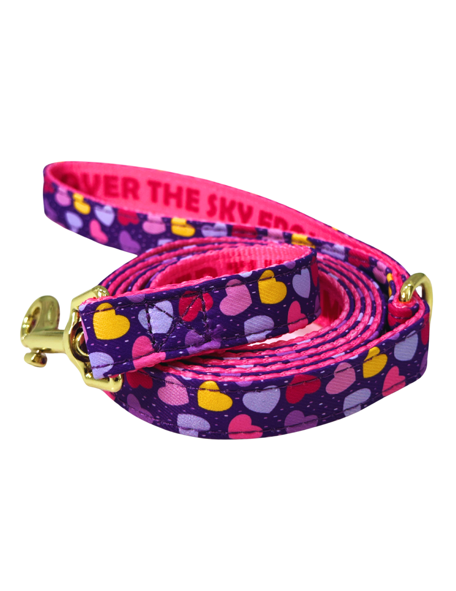 Dog Leash, hearts, Amor de Verano, purple / pink