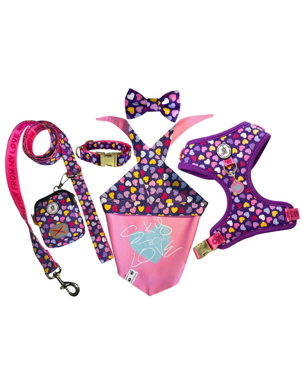 GiGi’s Collection Fashion seven piece Bundle: a complete set with harness, collar, leash, bow, bandana, tag, and poop bag holder. Designed for pet moms who love comfort, style, and versatility. Lightweight, adjustable, easy to clean, and made with No Pull/No Choke technology to keep your fur baby safe. One bundle, endless looks filled with love! 💖