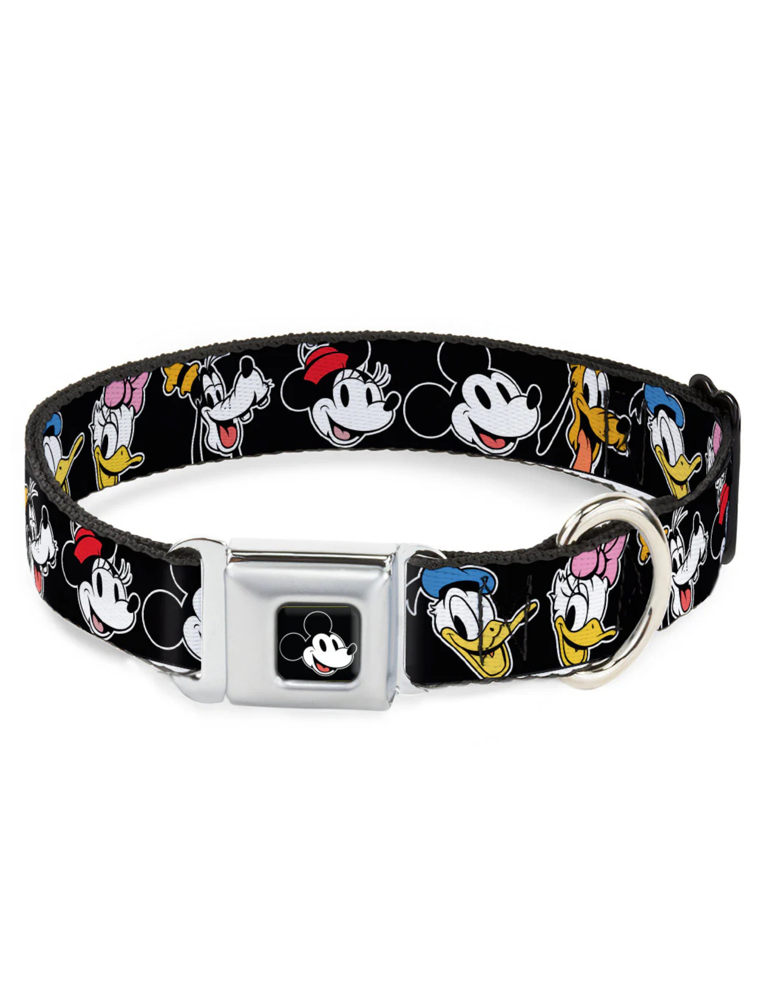Disney Characters Smiling Faces, Seatbelt Buckle Collar black