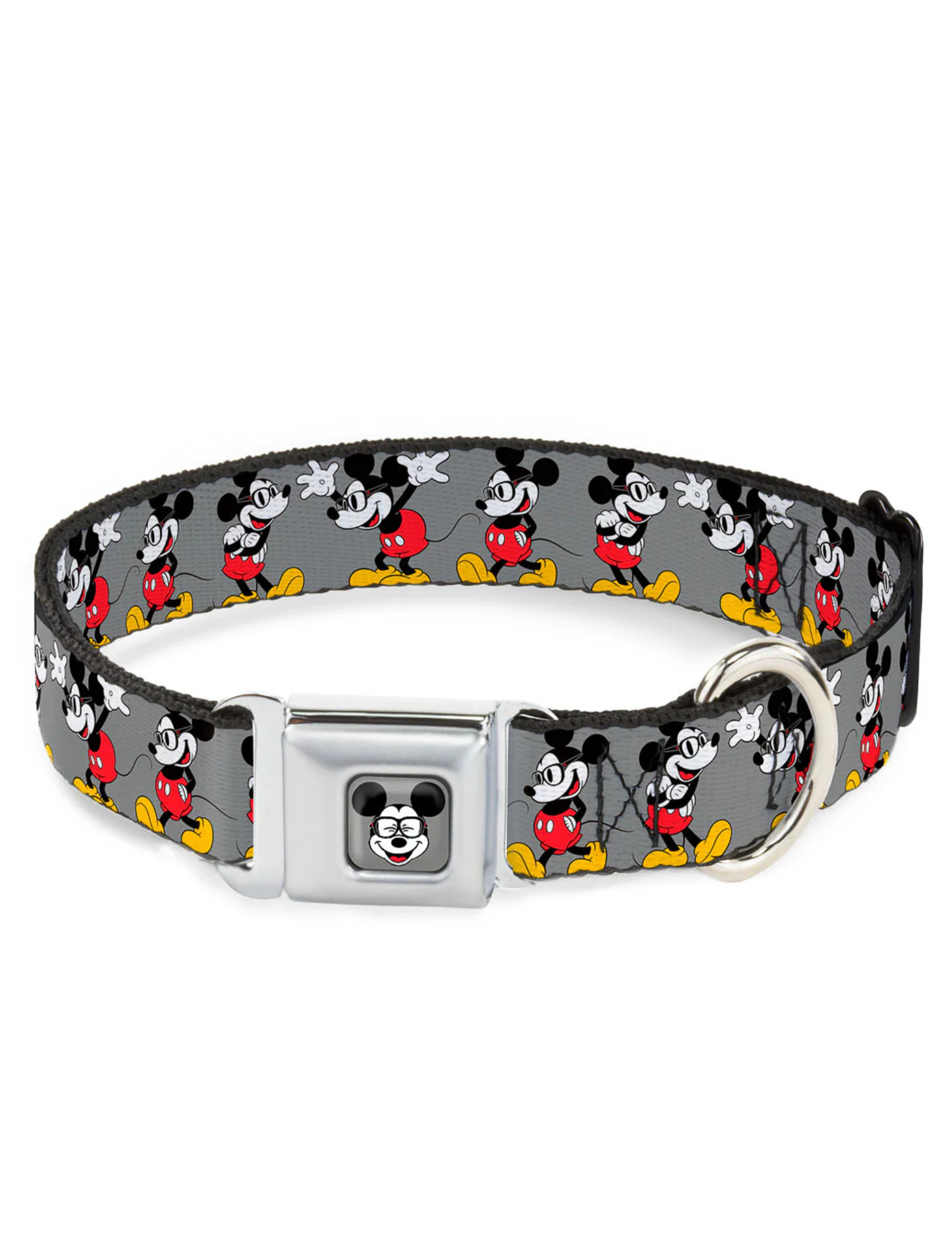 Disney Mickey Mouse Glasses, Seatbelt Buckle Collar, Gray