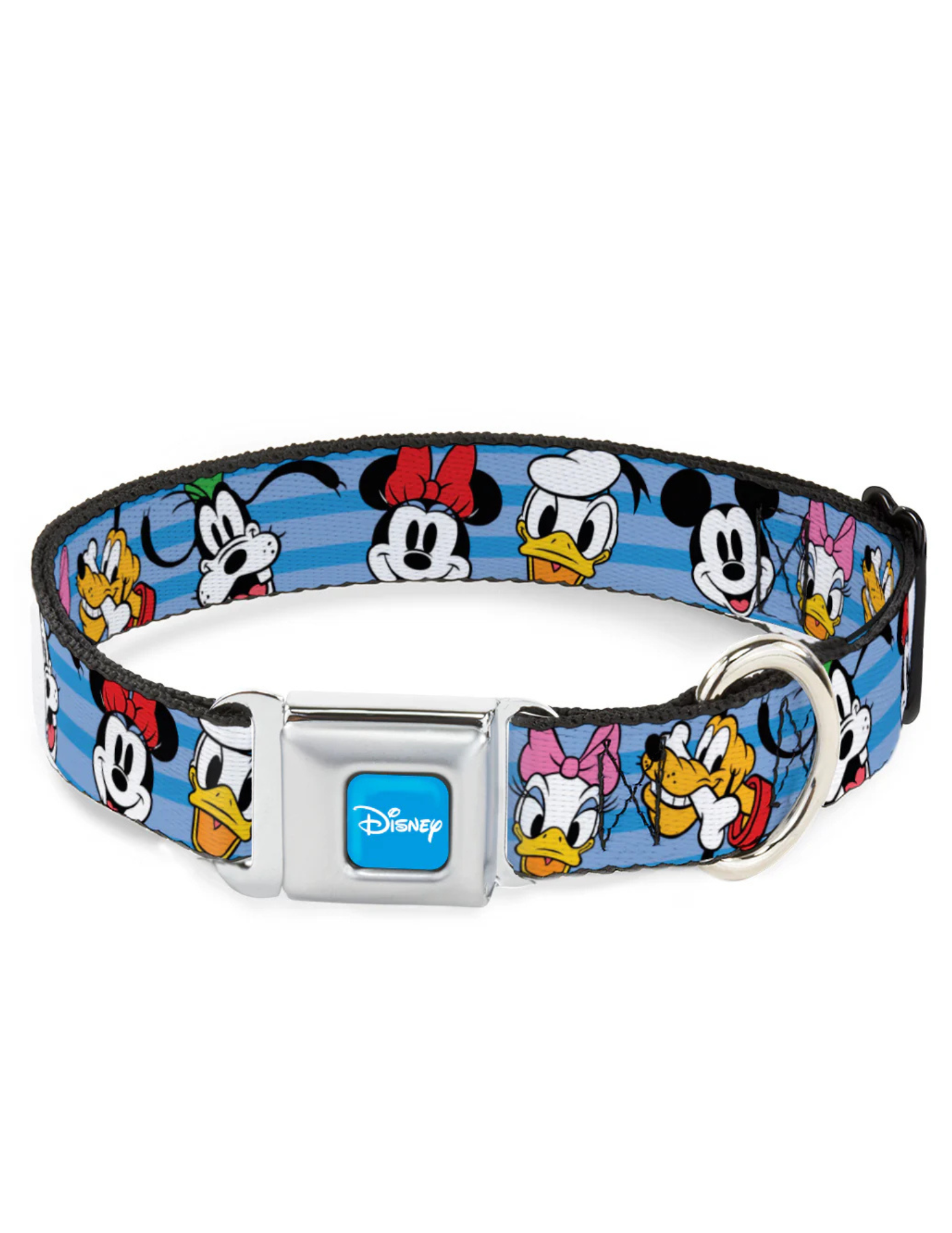 Disney Characters Smiling Faces, Seatbelt Buckle Collar Blue