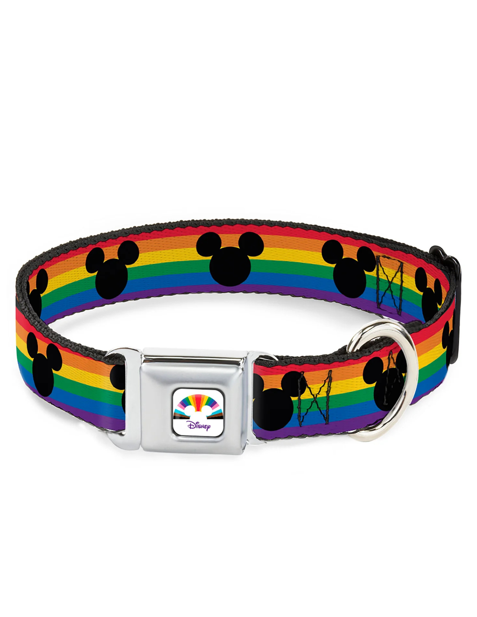 Disney Mickey Mouse Ears Icon Rainbow Pride Flag, Seatbelt Buckle Collar