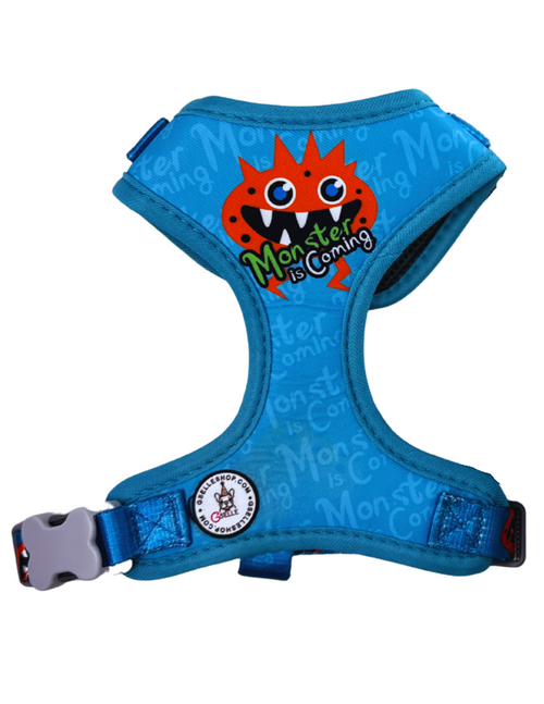 3 Piece Harness Set, Blue Monster Collection, No pull / No Choke