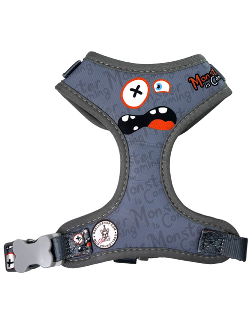 3 Piece Harness Set, Gray Monster Collection, No pull / No Choke