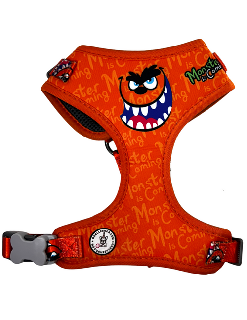 3 Piece Harness Set, Orange Monster Collection, No pull / No Choke